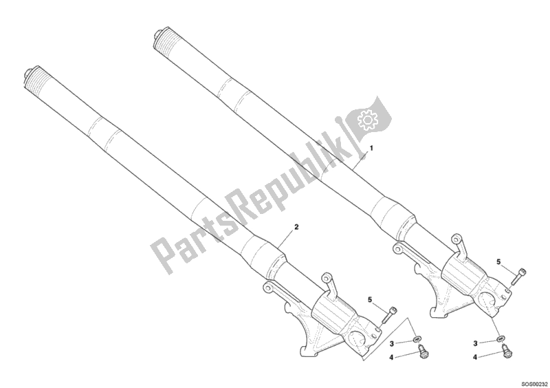 Todas as partes de Garfo Dianteiro do Ducati Superbike 749 R USA 2006